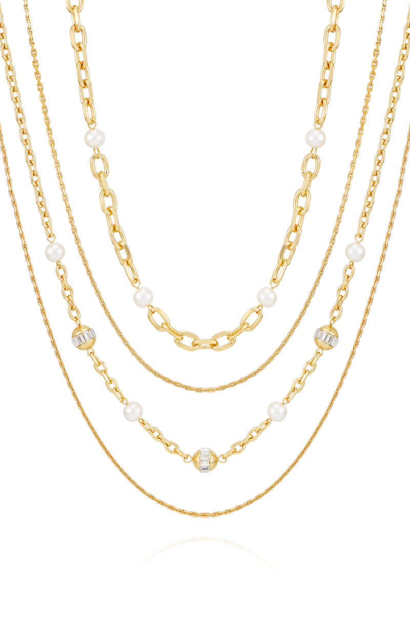 Layered Goldtone Chain Pearl Necklace - Gold Tone - Vince Camuto
