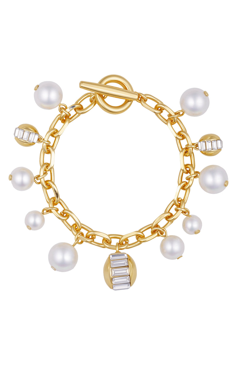 Goldtone Pearl Crystal Charm Bracelet - Gold Tone - Vince Camuto
