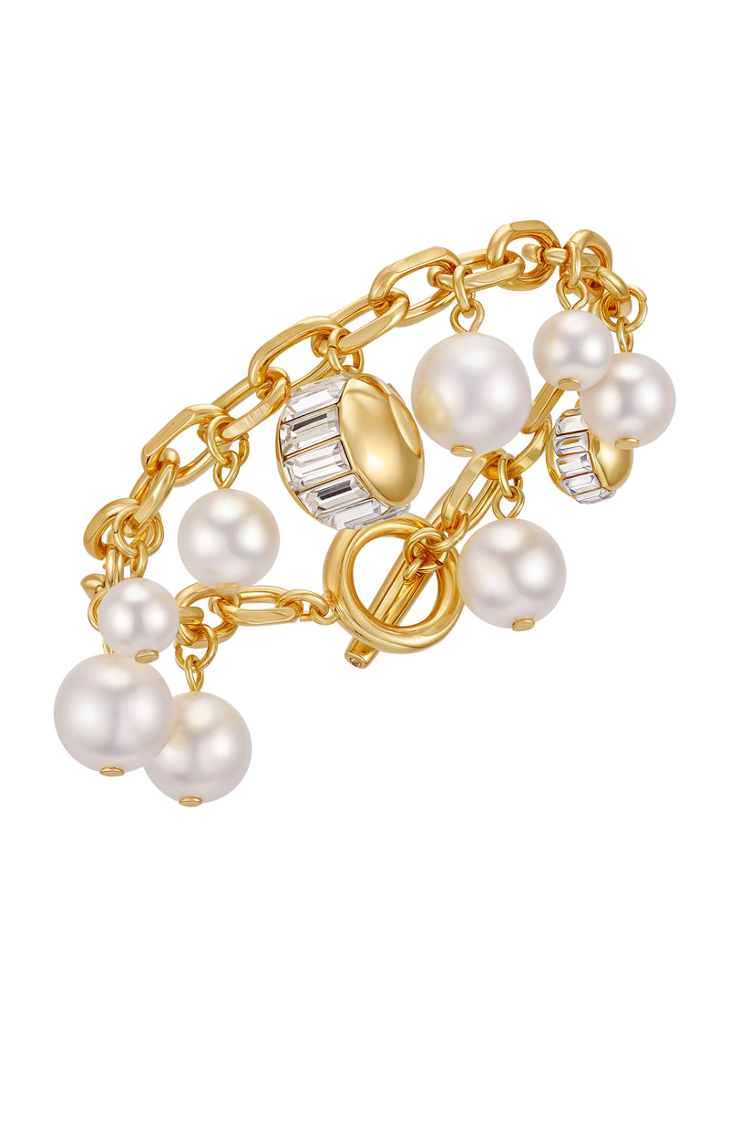 Goldtone Pearl Crystal Charm Bracelet - Gold Tone - Vince Camuto