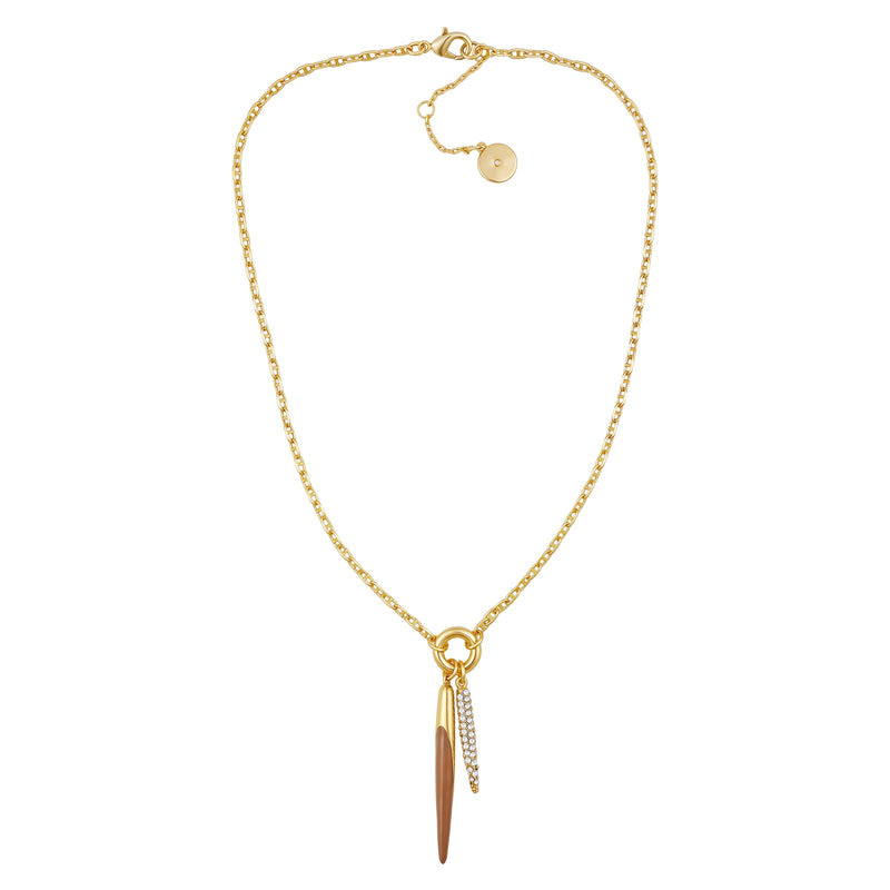 Double Pendant Necklace - Brown/Crystal - Vince Camuto