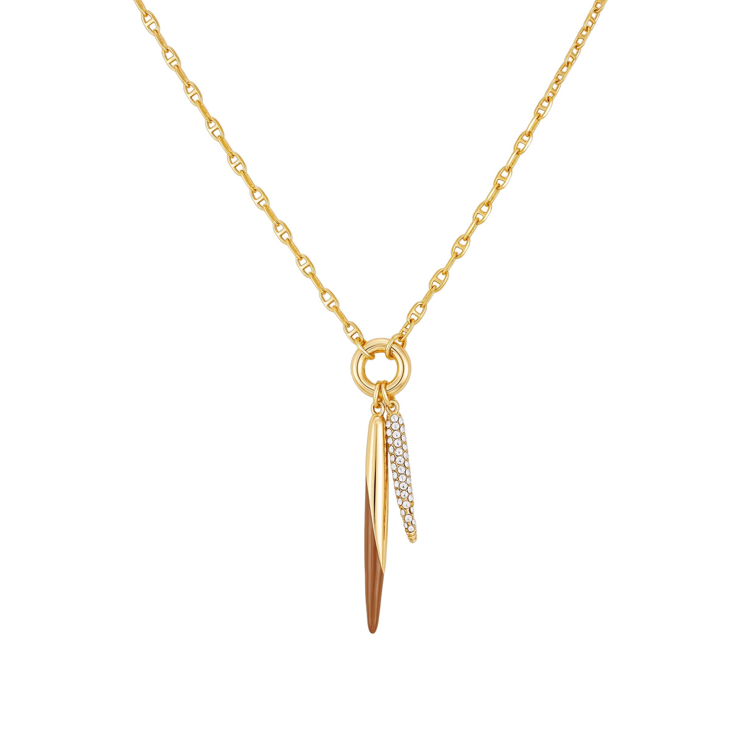 Double Pendant Necklace - Brown/Crystal - Vince Camuto