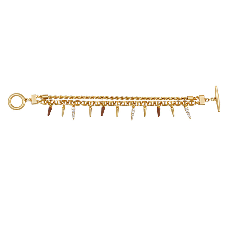 Charm Bracelet With Black Spikes - Gold Tone - Vince Camuto