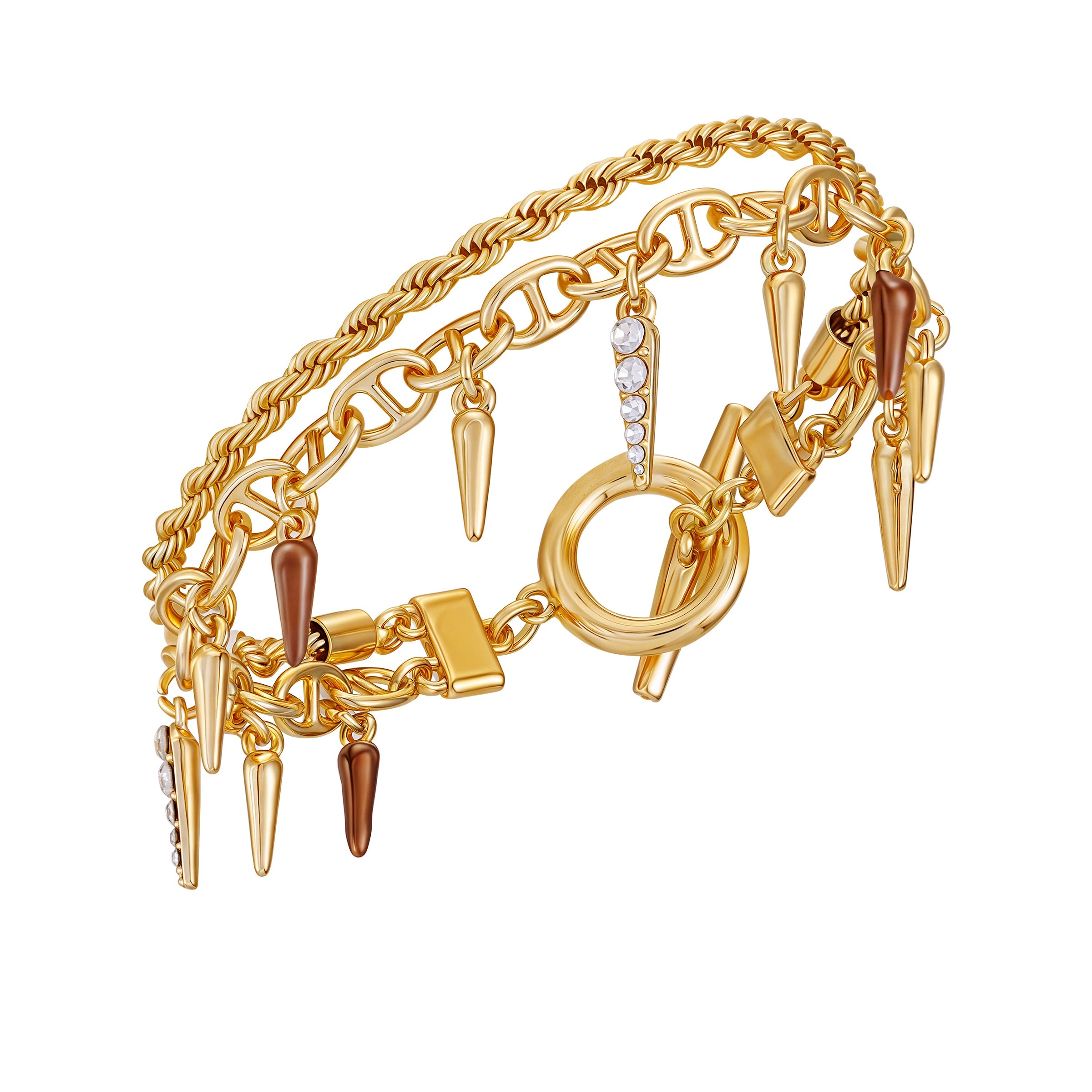 Charm Bracelet With Black Spikes - Gold Tone - Vince Camuto