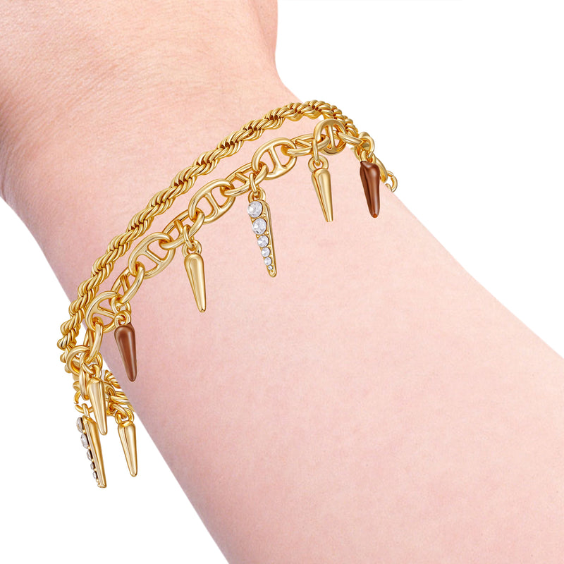 Charm Bracelet With Black Spikes - Gold Tone - Vince Camuto
