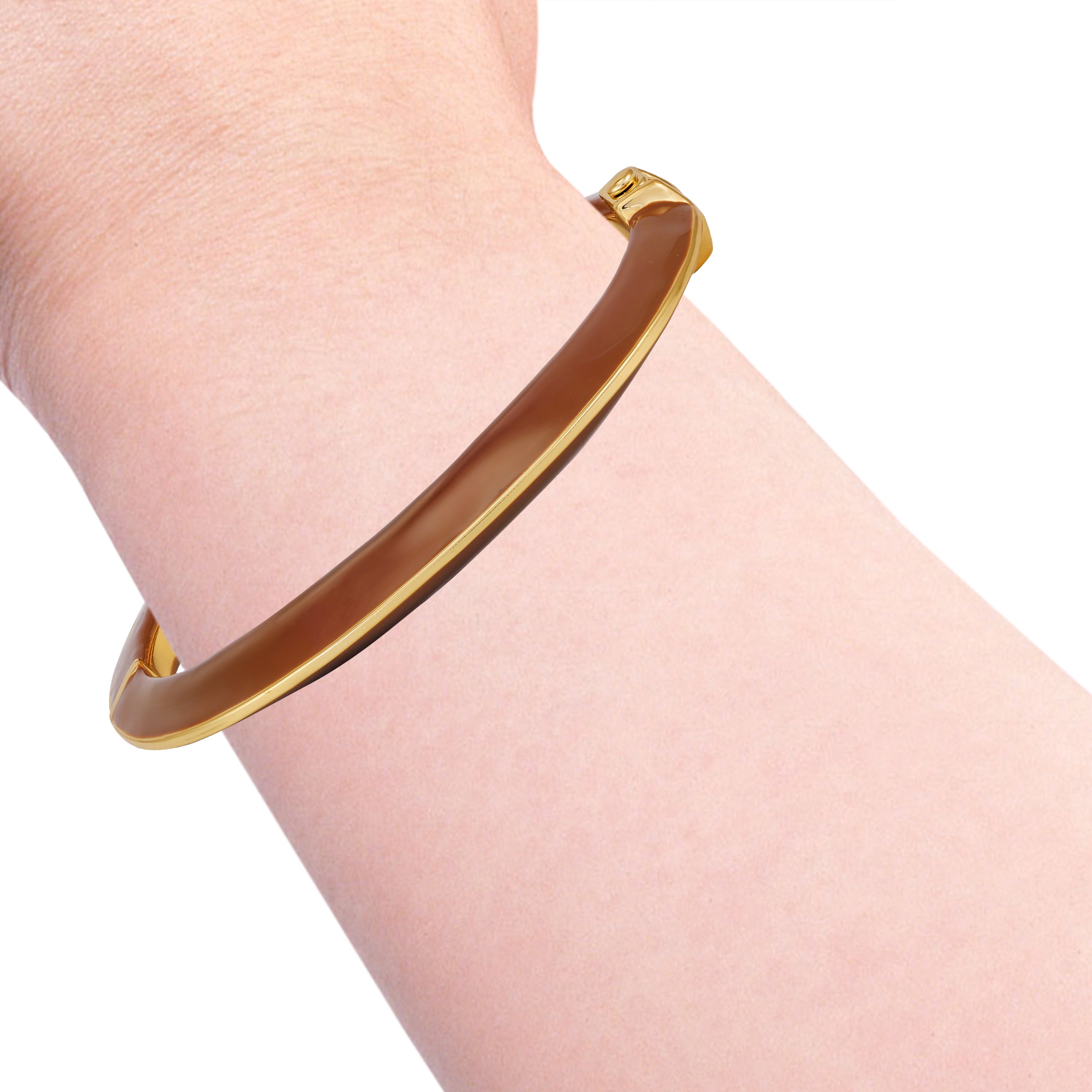 Brown Hinged Cuff Bracelet - Gold Tone - Vince Camuto