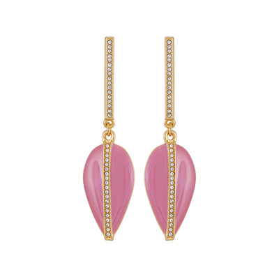 Gold Tone Drop Earrings - Pink Enamel - Vince Camuto