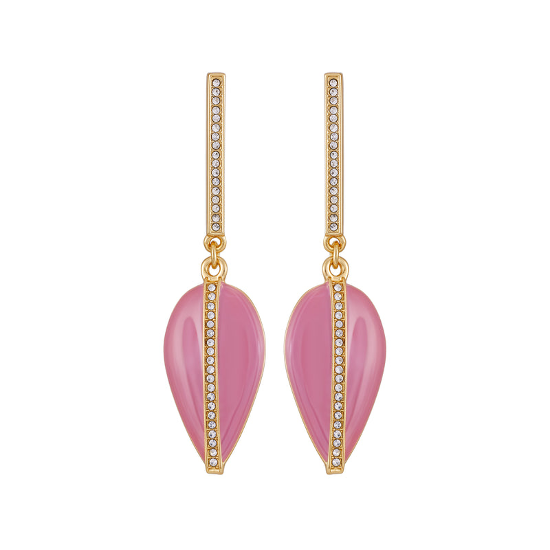 Gold Tone Drop Earrings - Pink Enamel - Vince Camuto
