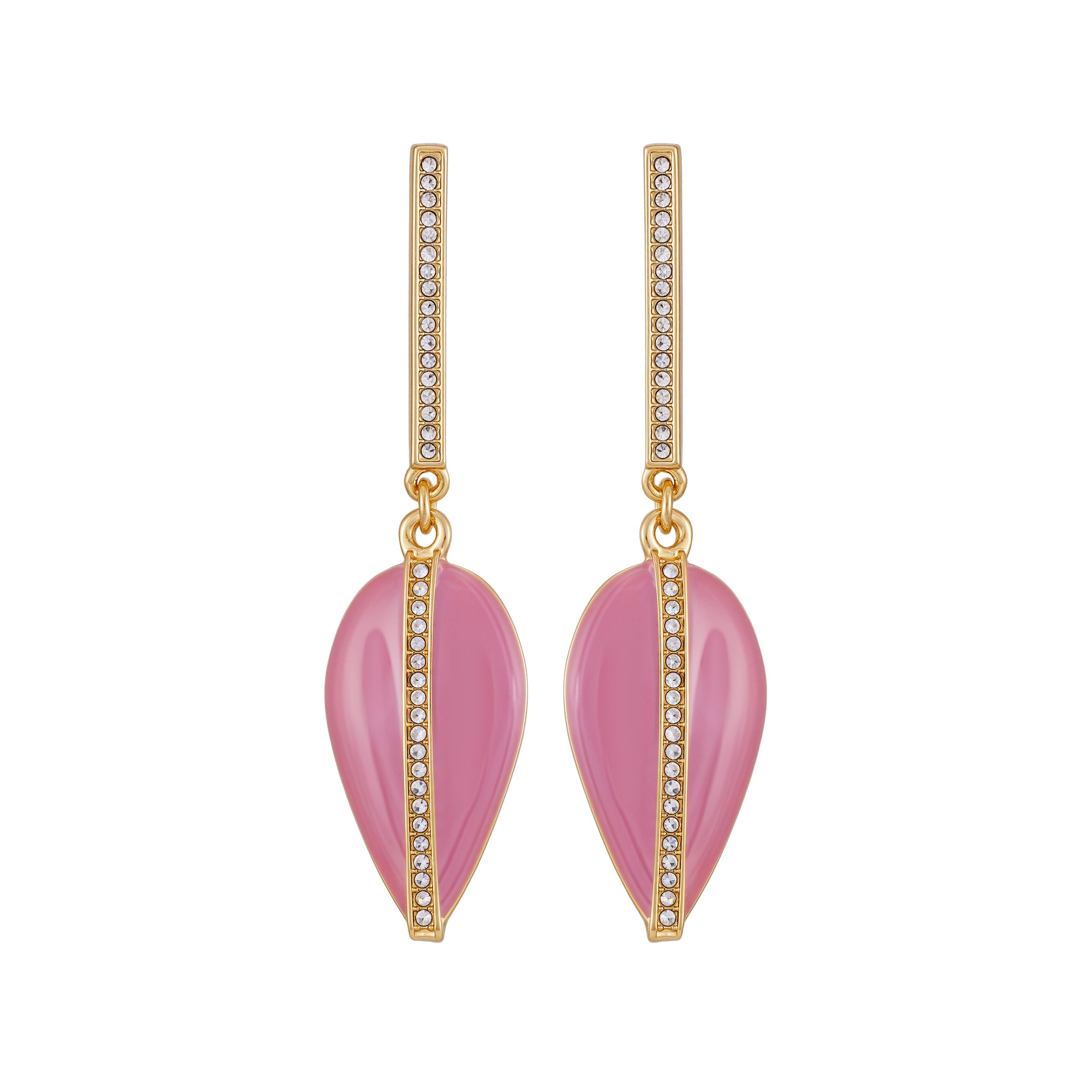 Gold Tone Drop Earrings - Pink Enamel - Vince Camuto