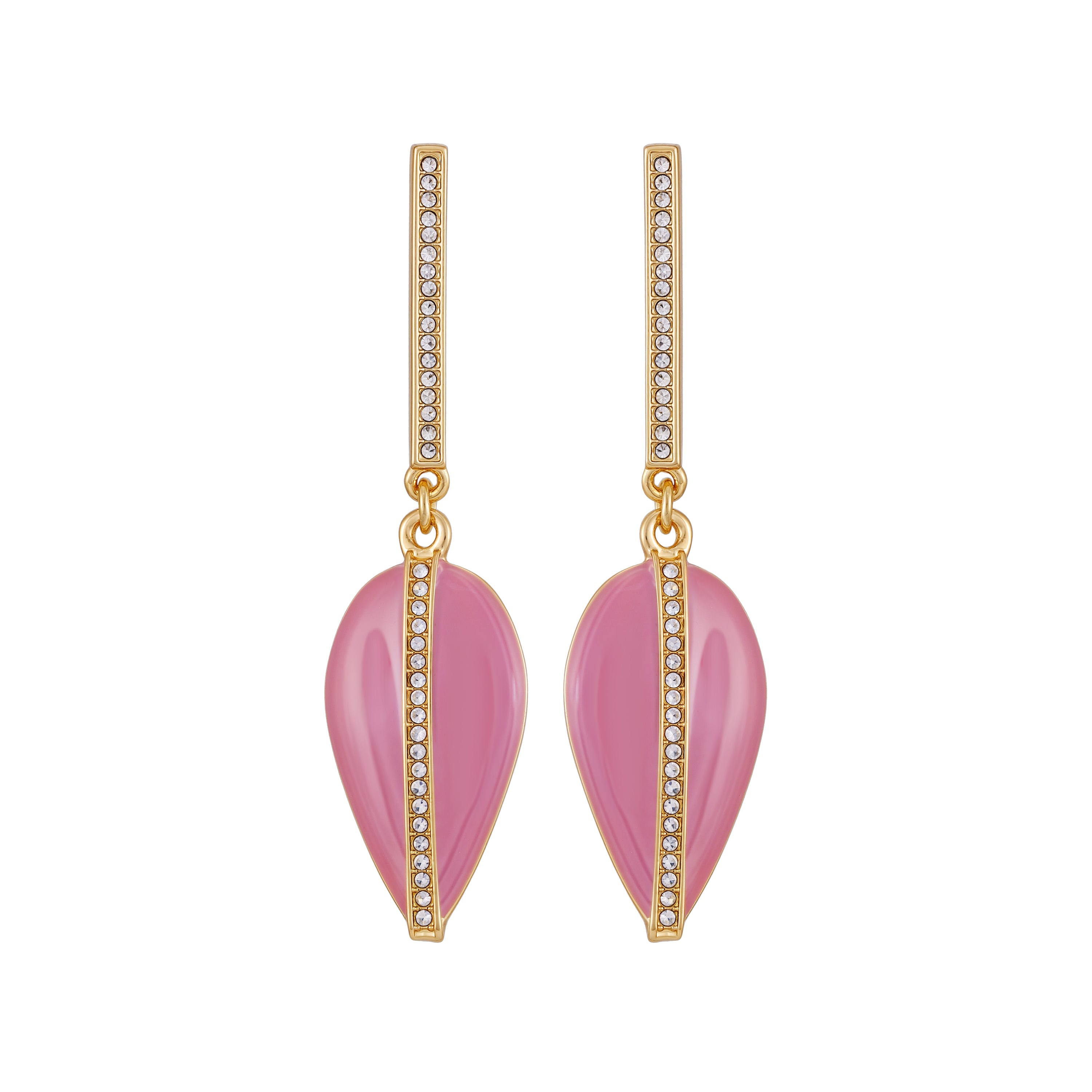 Gold Tone Drop Earrings - Pink Enamel - Vince Camuto