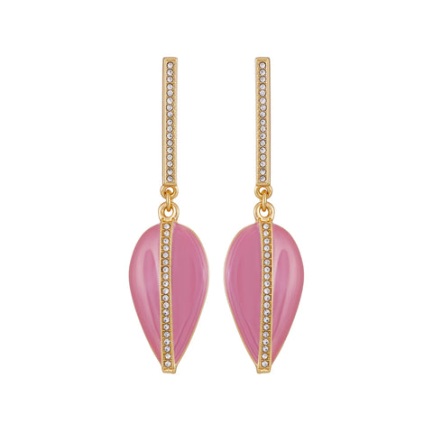 Gold Tone Drop Earrings - Pink Enamel - Vince Camuto