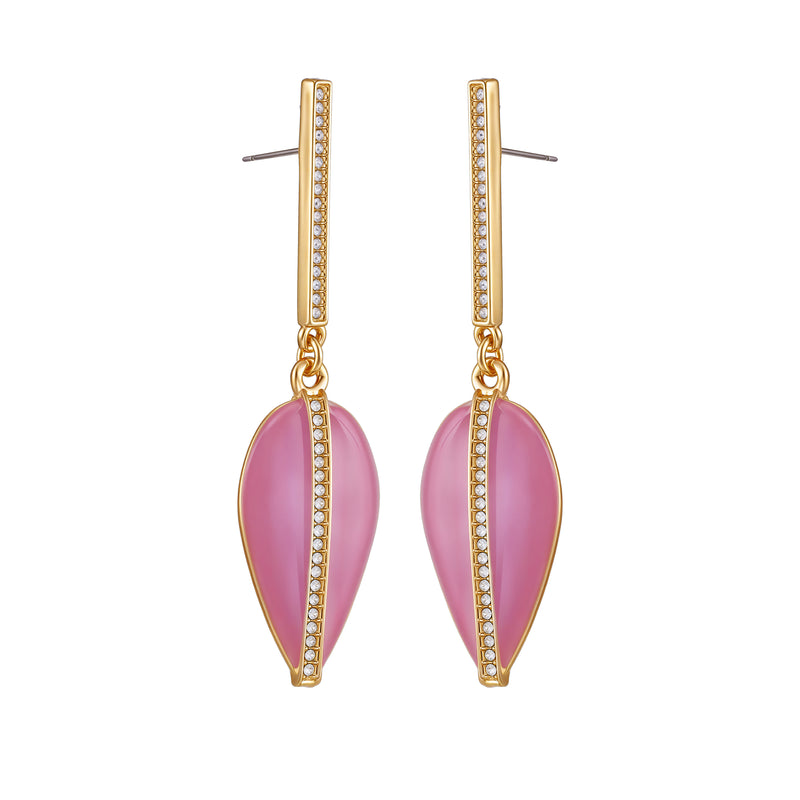Gold Tone Drop Earrings - Pink Enamel - Vince Camuto