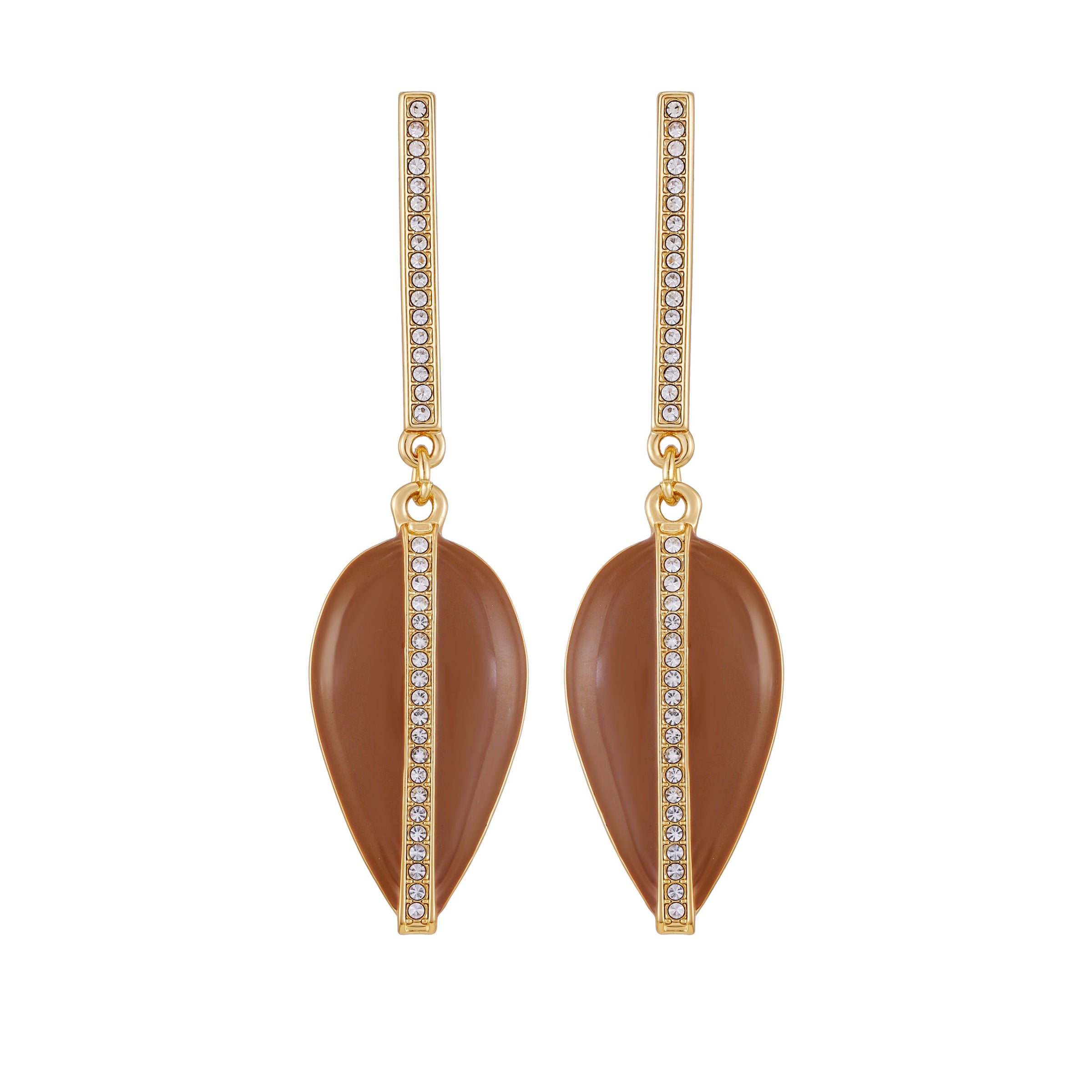 Gold Tone Drop Earrings - Brown Enamel - Vince Camuto