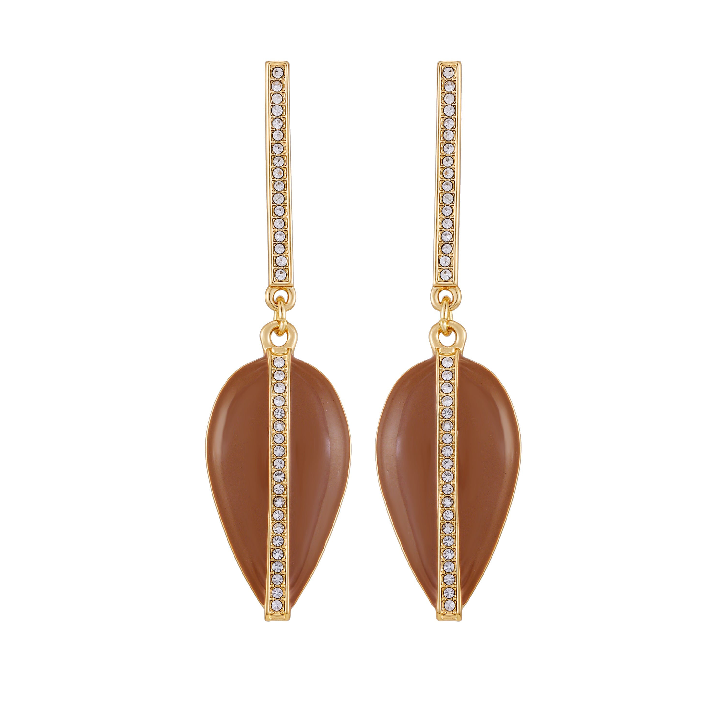 Gold Tone Drop Earrings - Brown Enamel - Vince Camuto