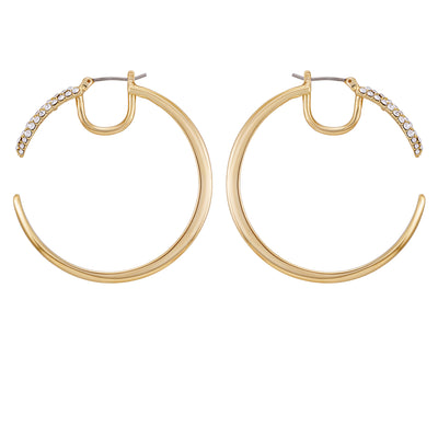Crystal Pavé Large Hoop Earrings - Gold Tone - Vince Camuto