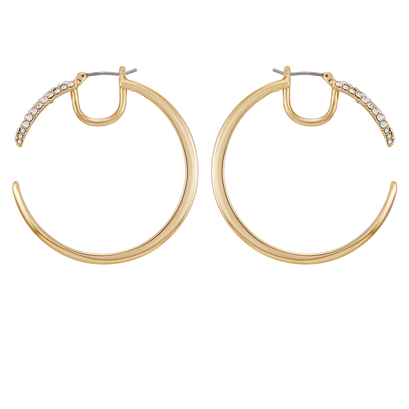 Crystal Pavé Large Hoop Earrings - Gold Tone - Vince Camuto