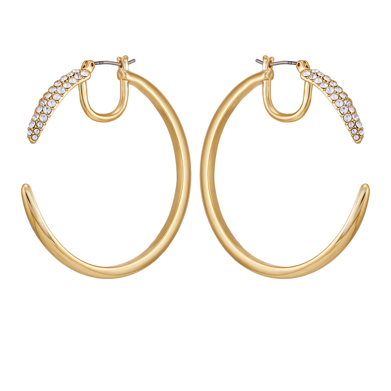 Crystal Pavé Large Hoop Earrings - Gold Tone - Vince Camuto
