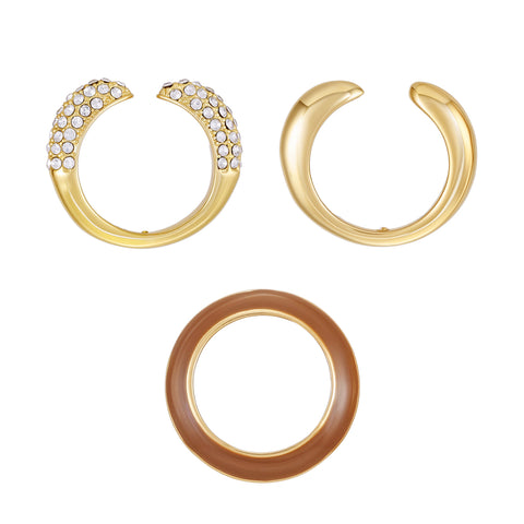 Goldtone And Crystal Hoop Ring Set - Gold Tone - Vince Camuto