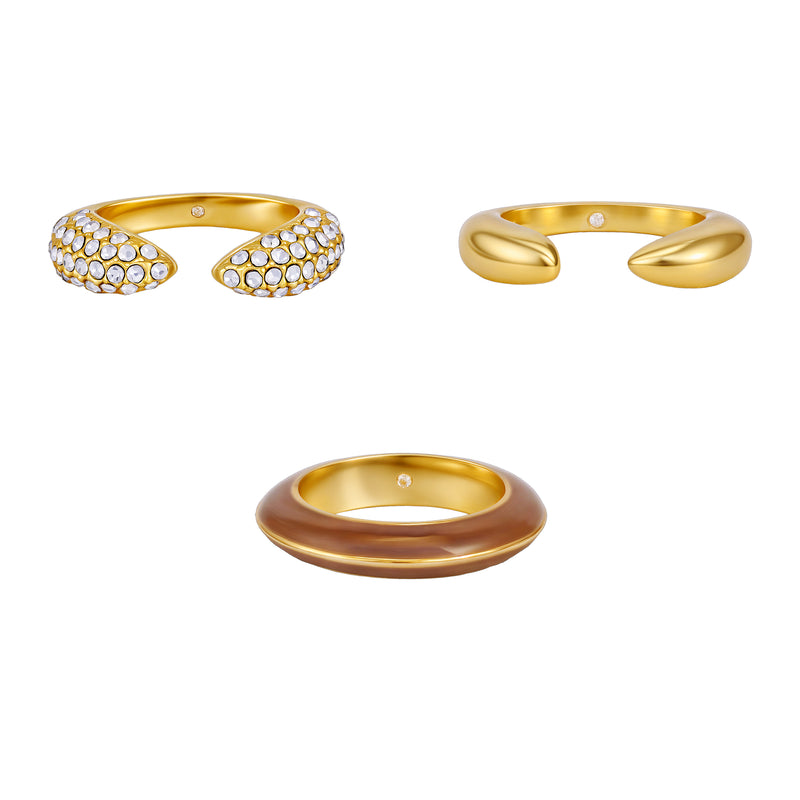 Goldtone And Crystal Hoop Ring Set - Gold Tone - Vince Camuto