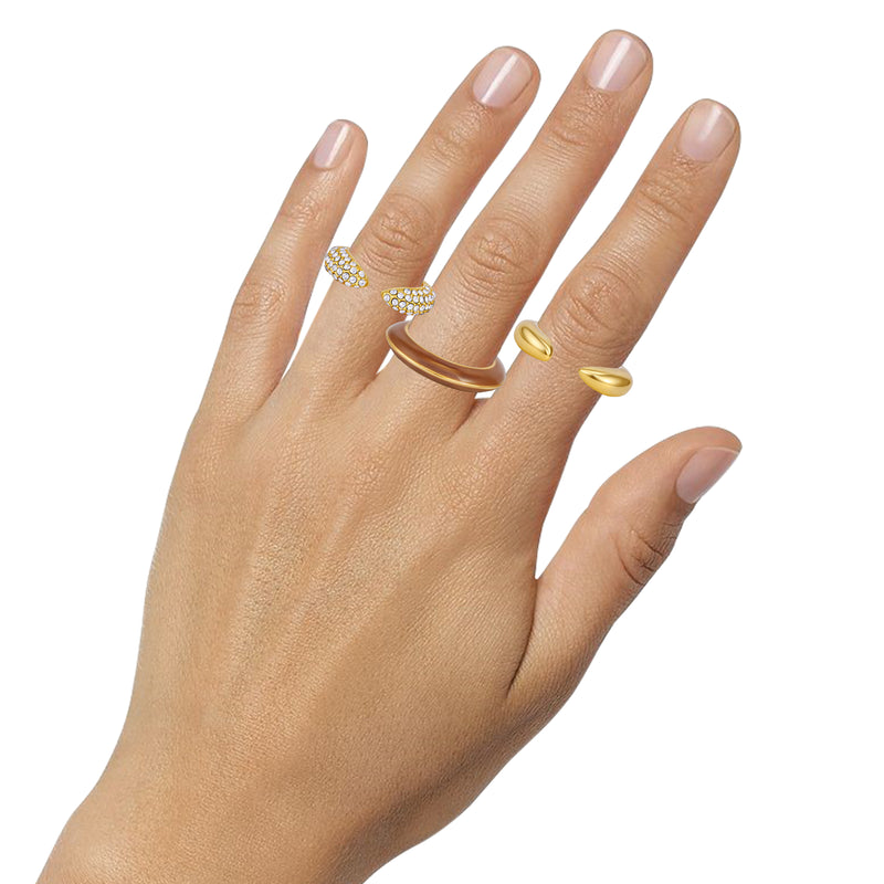 Goldtone And Crystal Hoop Ring Set - Gold Tone - Vince Camuto