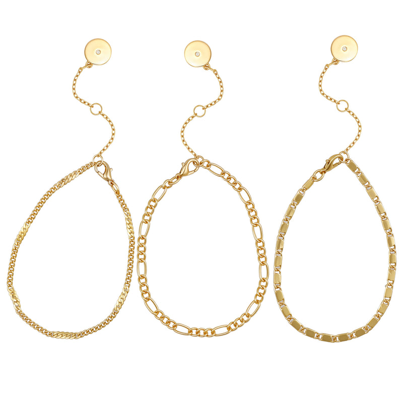 3 Piece Goldtone Chain Bracelets - Two Tone - Vince Camuto