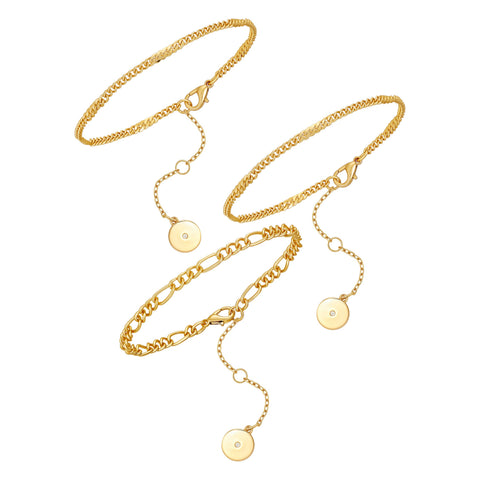 3 Piece Goldtone Chain Bracelets - Two Tone - Vince Camuto
