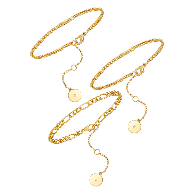 3 Piece Goldtone Chain Bracelets - Two Tone - Vince Camuto