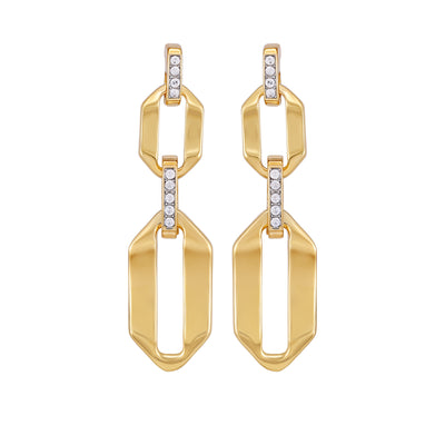 Goldtone And Crystal Link Drop Earrings - Two Tone - Vince Camuto
