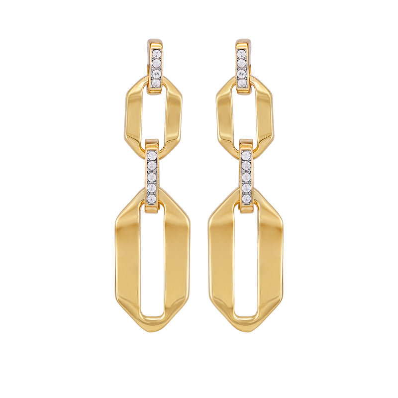 Goldtone And Crystal Link Drop Earrings - Two Tone - Vince Camuto