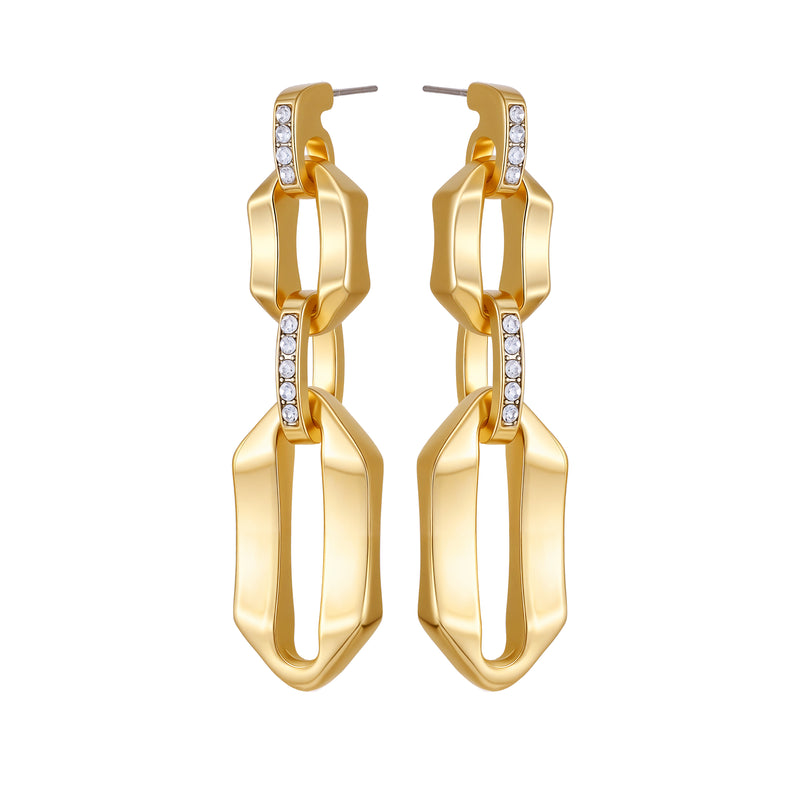 Goldtone And Crystal Link Drop Earrings - Two Tone - Vince Camuto