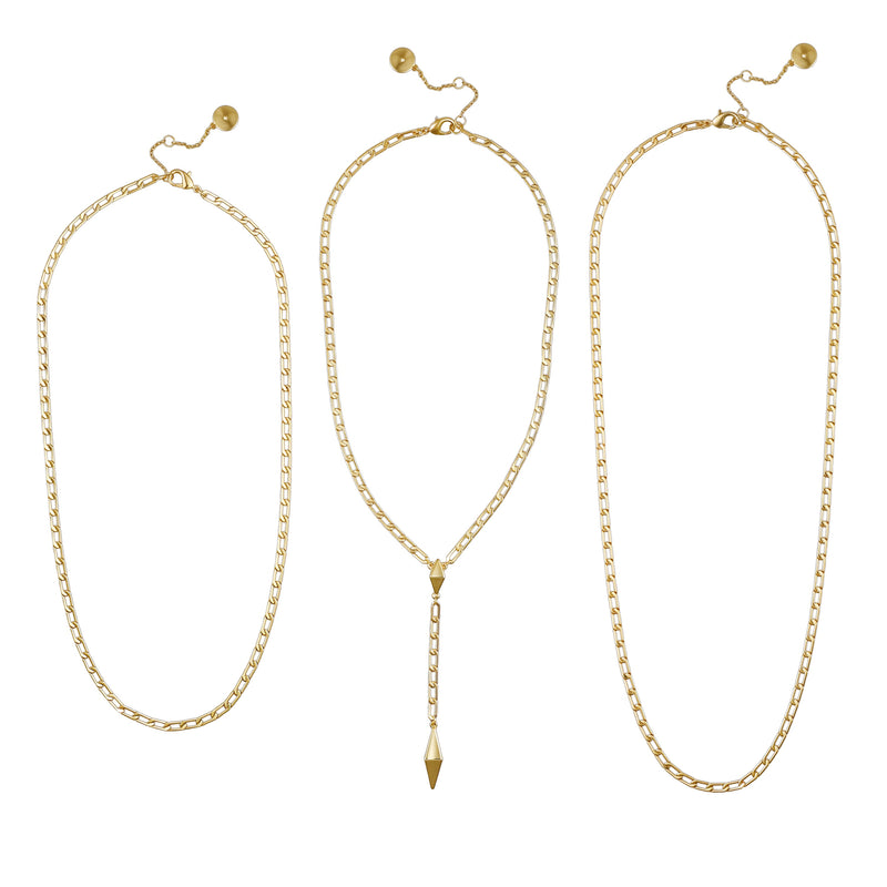 3 Piece Goldtone Chain Necklaces - Gold Tone - Vince Camuto