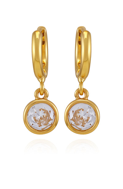 Gold Tone Cubic Zirconia Drop Huggie Hoop Earrings - Gold Tone - Vince Camuto