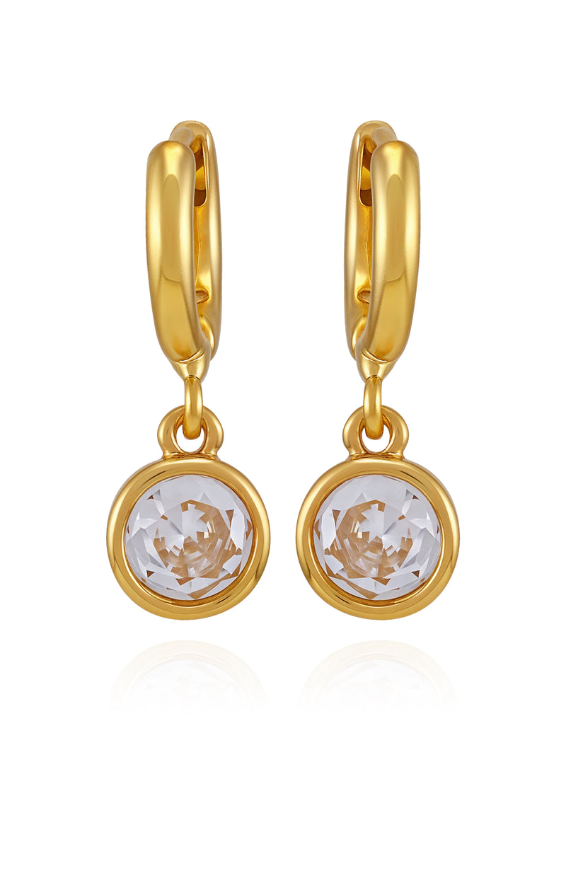 Gold Tone Cubic Zirconia Drop Huggie Hoop Earrings - Gold Tone - Vince Camuto