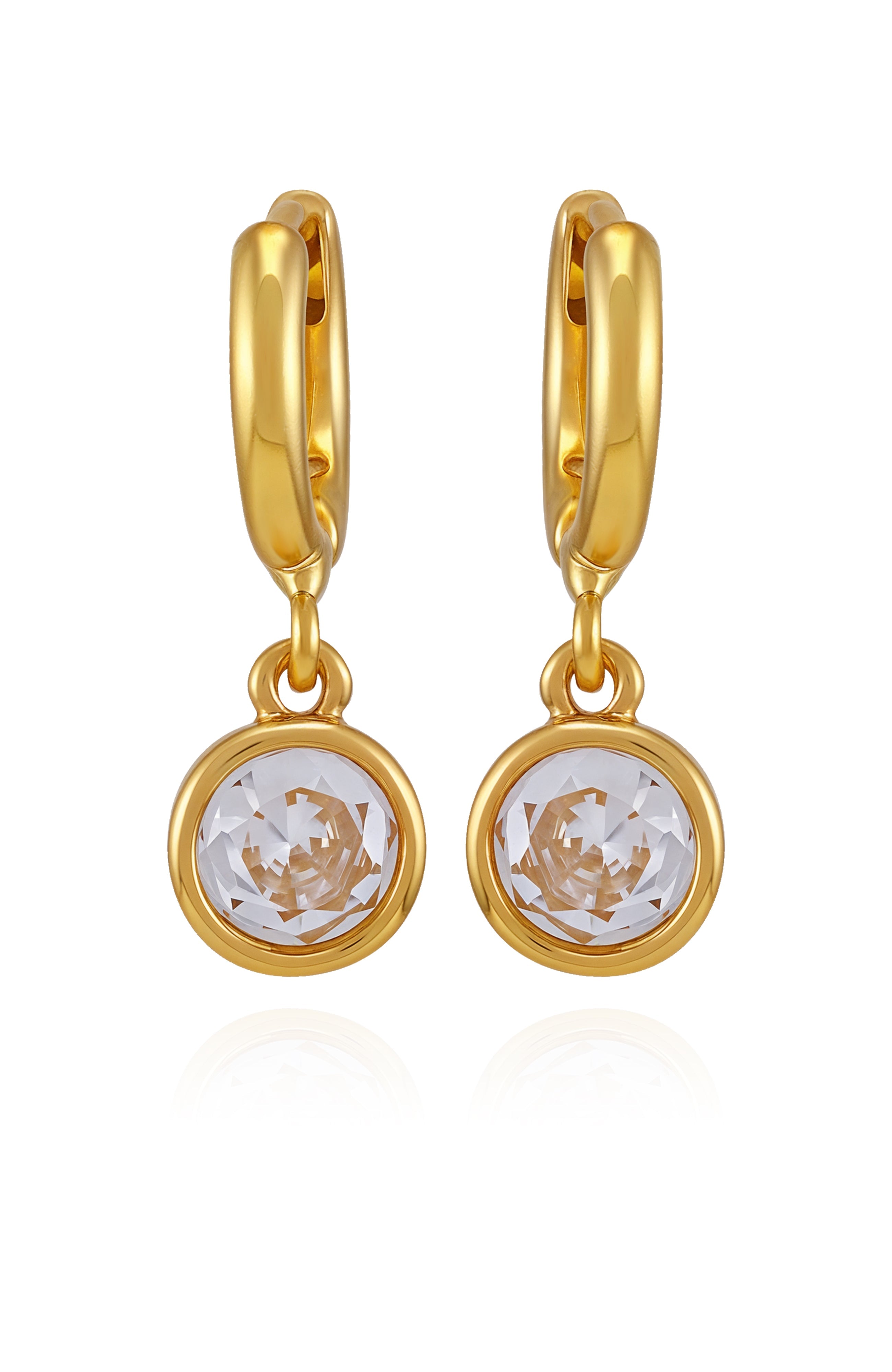 Gold Tone Cubic Zirconia Drop Huggie Hoop Earrings - Vince Camuto