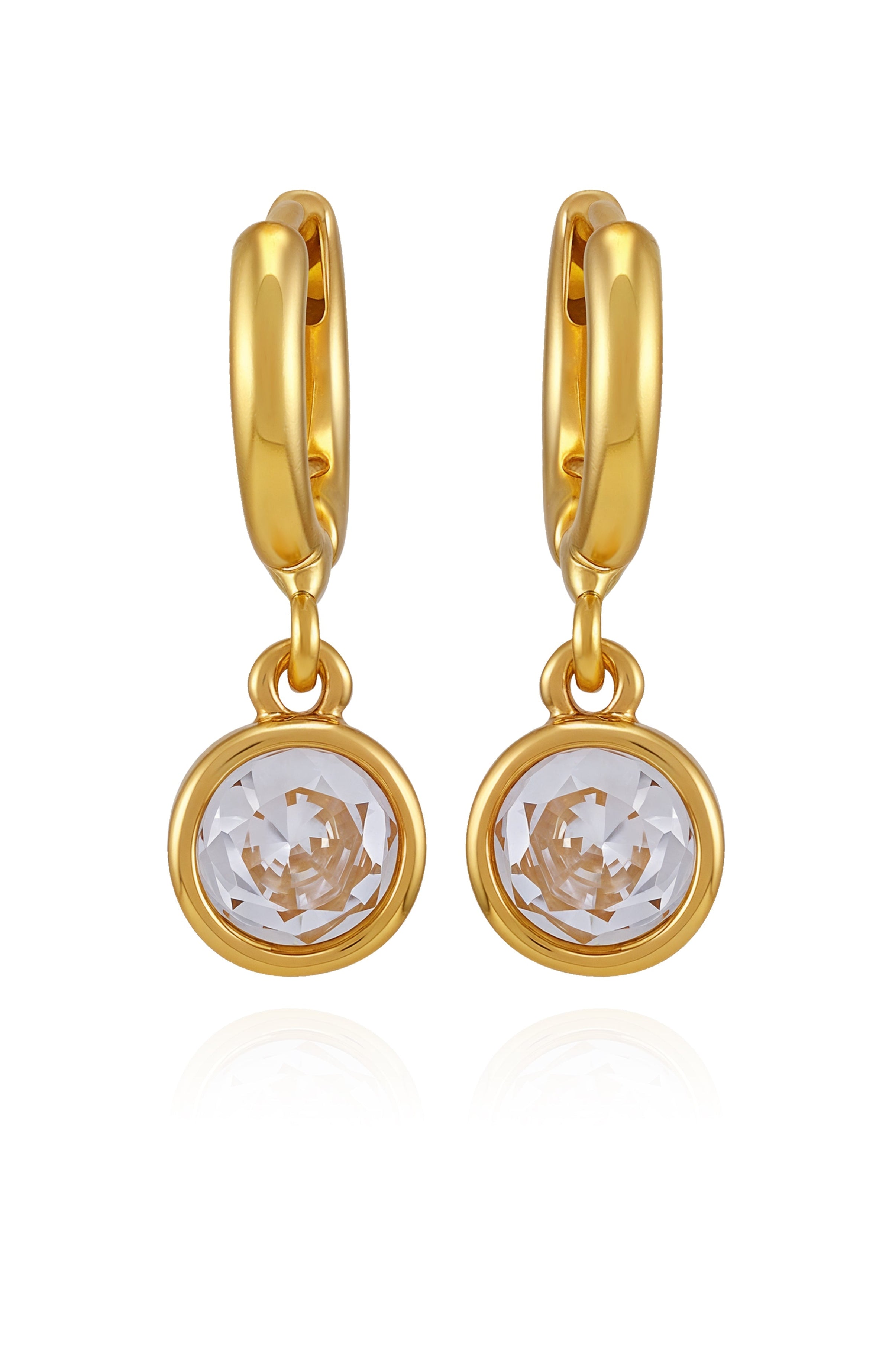Gold Tone Cubic Zirconia Drop Huggie Hoop Earrings - Gold Tone - Vince Camuto
