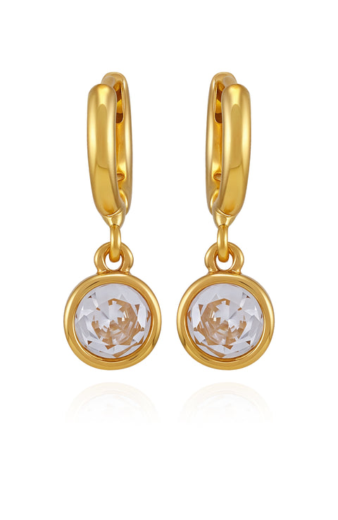 Gold Tone Cubic Zirconia Drop Huggie Hoop Earrings - Gold Tone - Vince Camuto