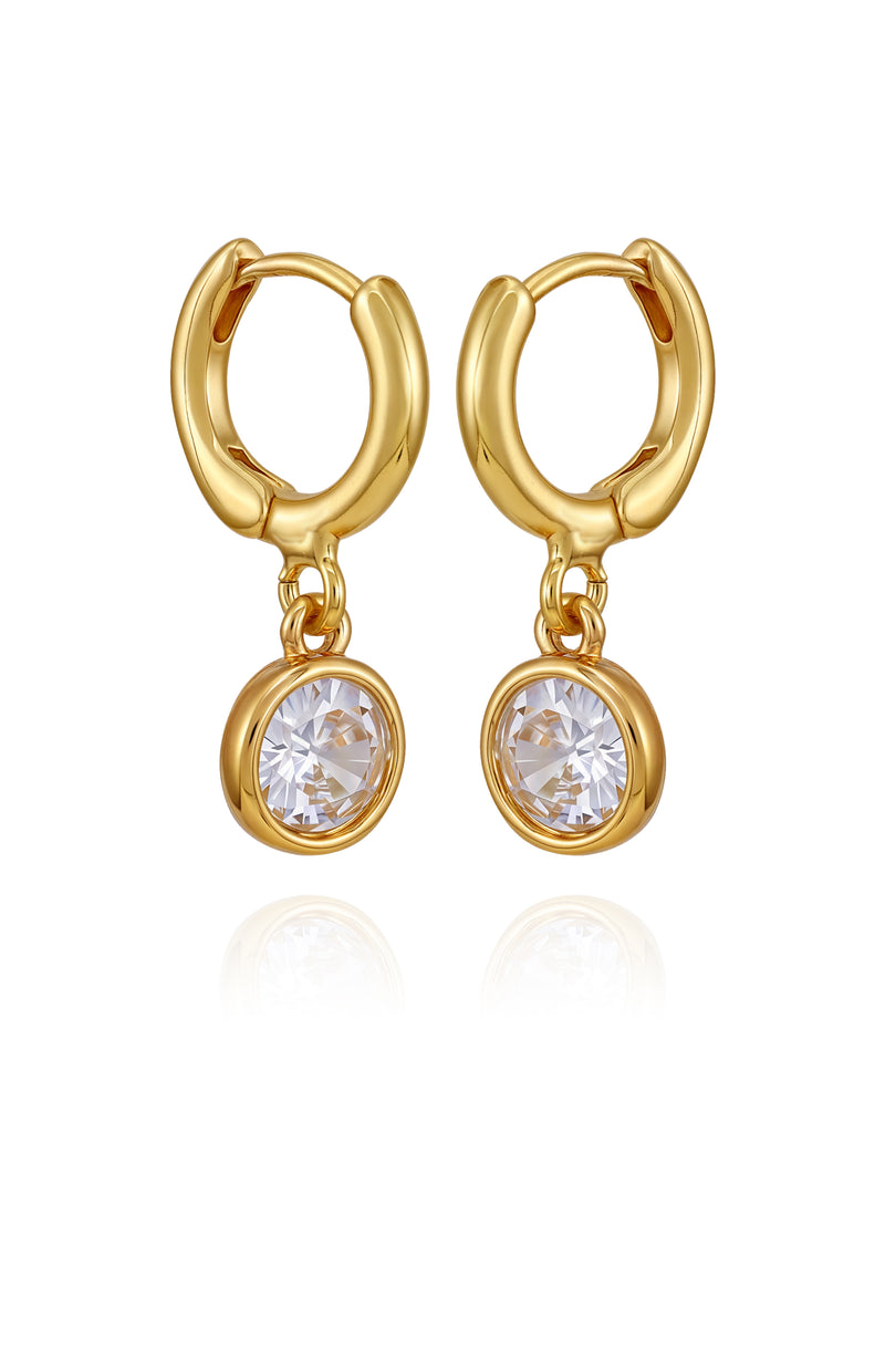 Gold Tone Cubic Zirconia Drop Huggie Hoop Earrings - Gold Tone - Vince Camuto
