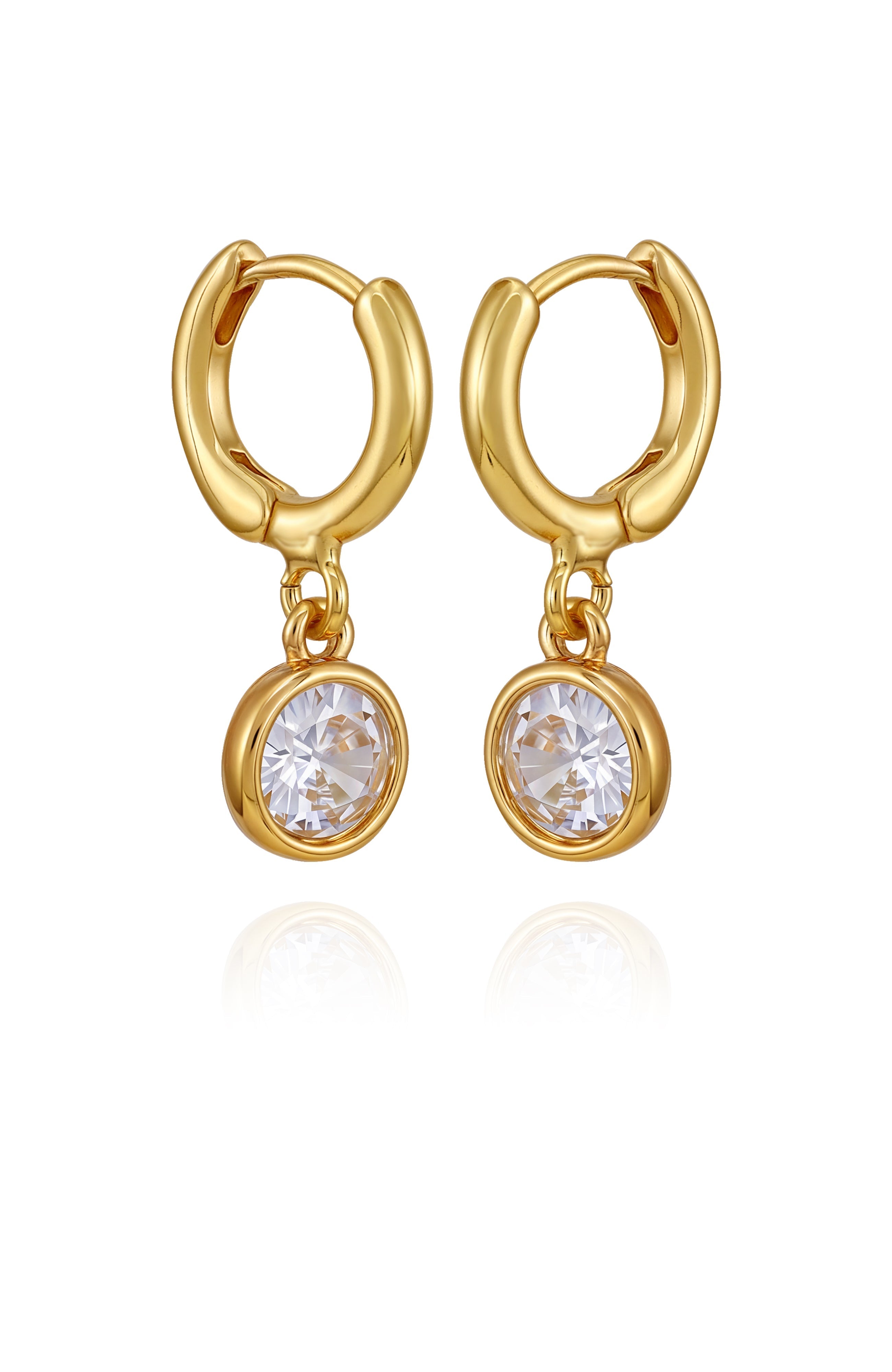Gold Tone Cubic Zirconia Drop Huggie Hoop Earrings - Vince Camuto