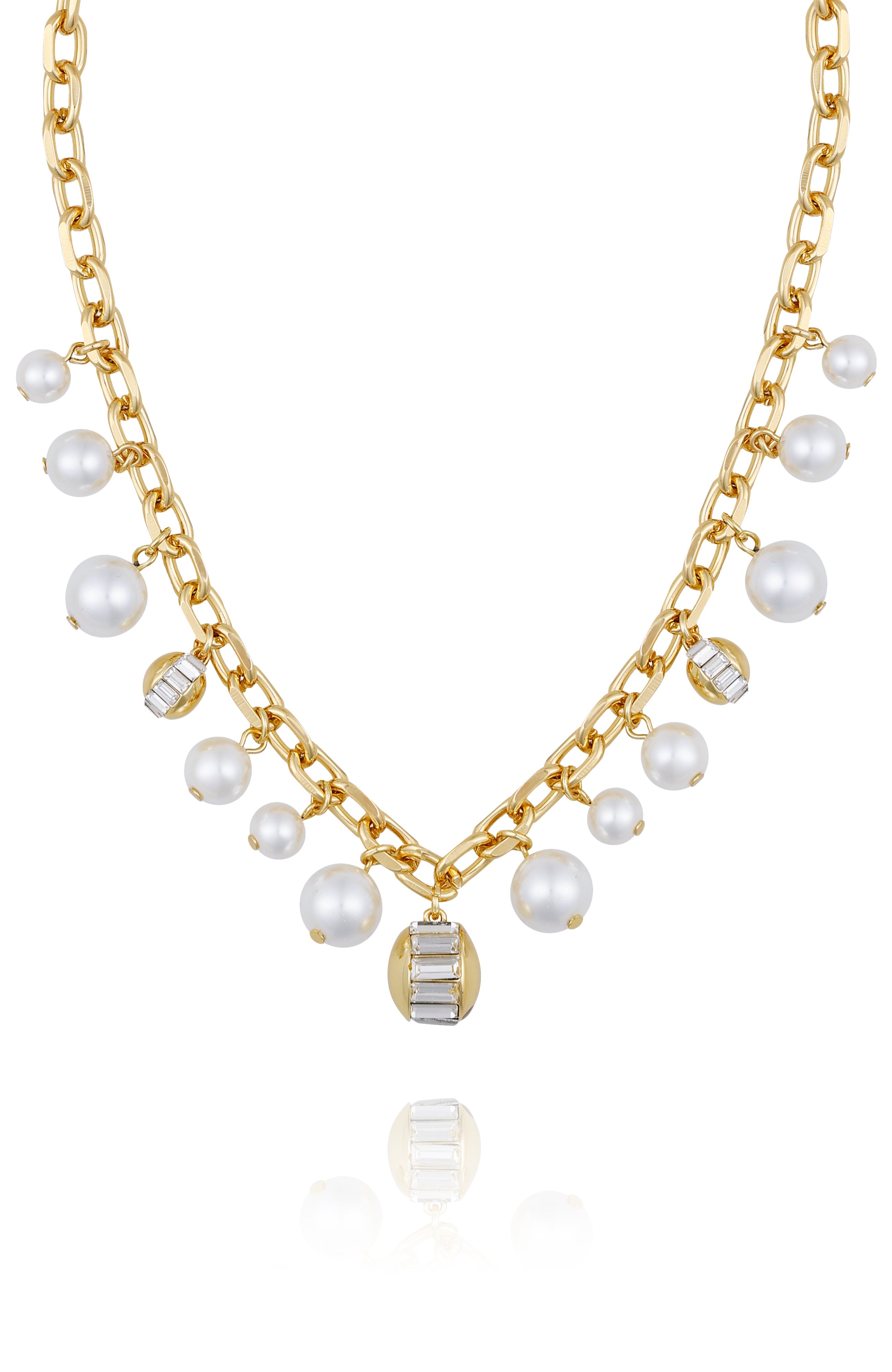 Pearl Chain Link Toggle Necklace - Gold Tone - Vince Camuto