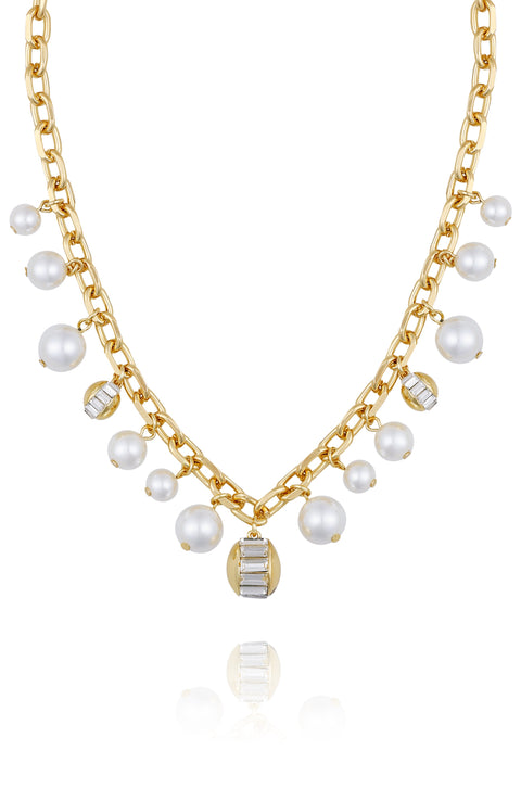Pearl Chain Link Toggle Necklace - Gold Tone - Vince Camuto
