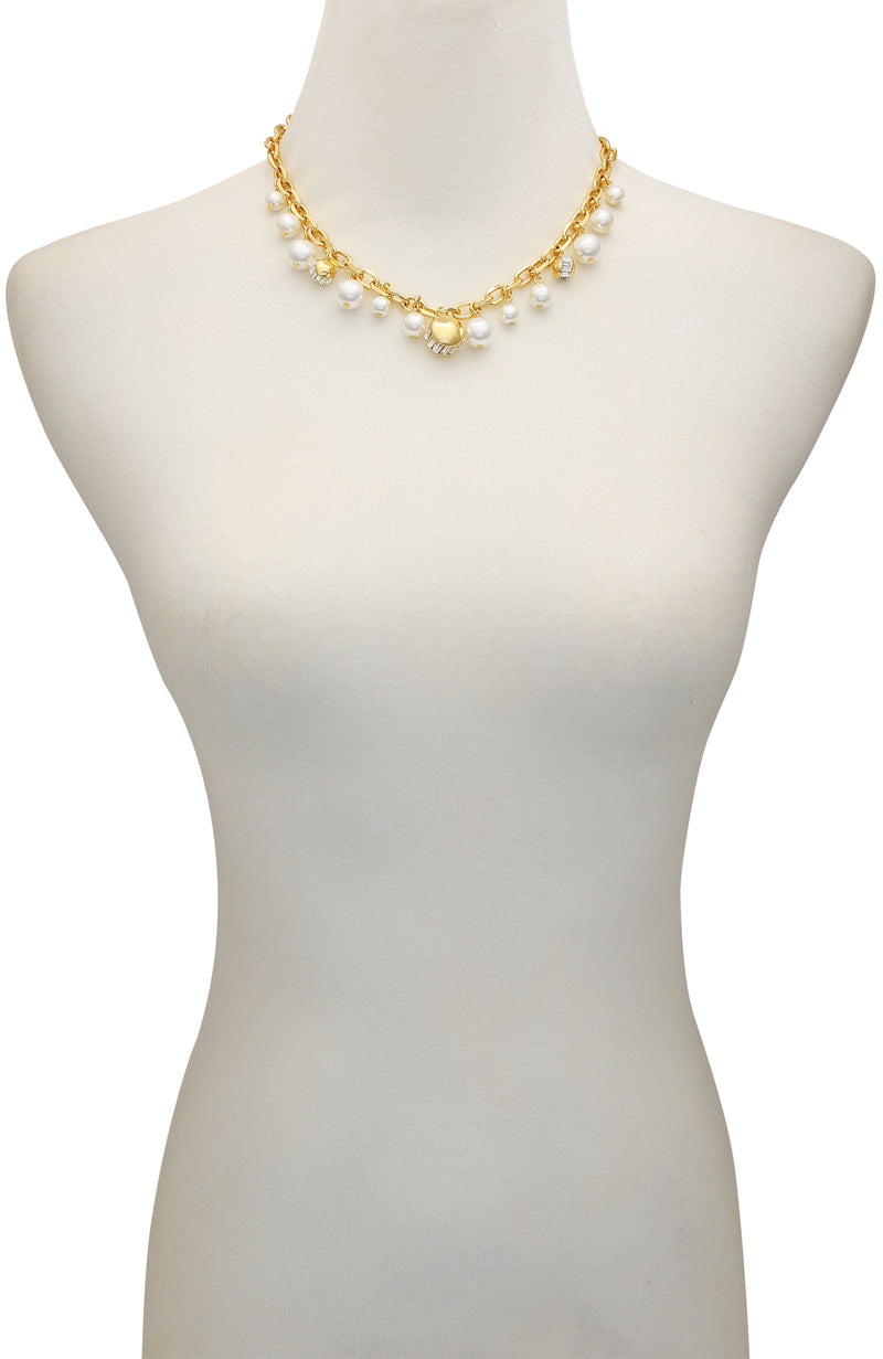 Pearl Chain Link Toggle Necklace - Gold Tone - Vince Camuto