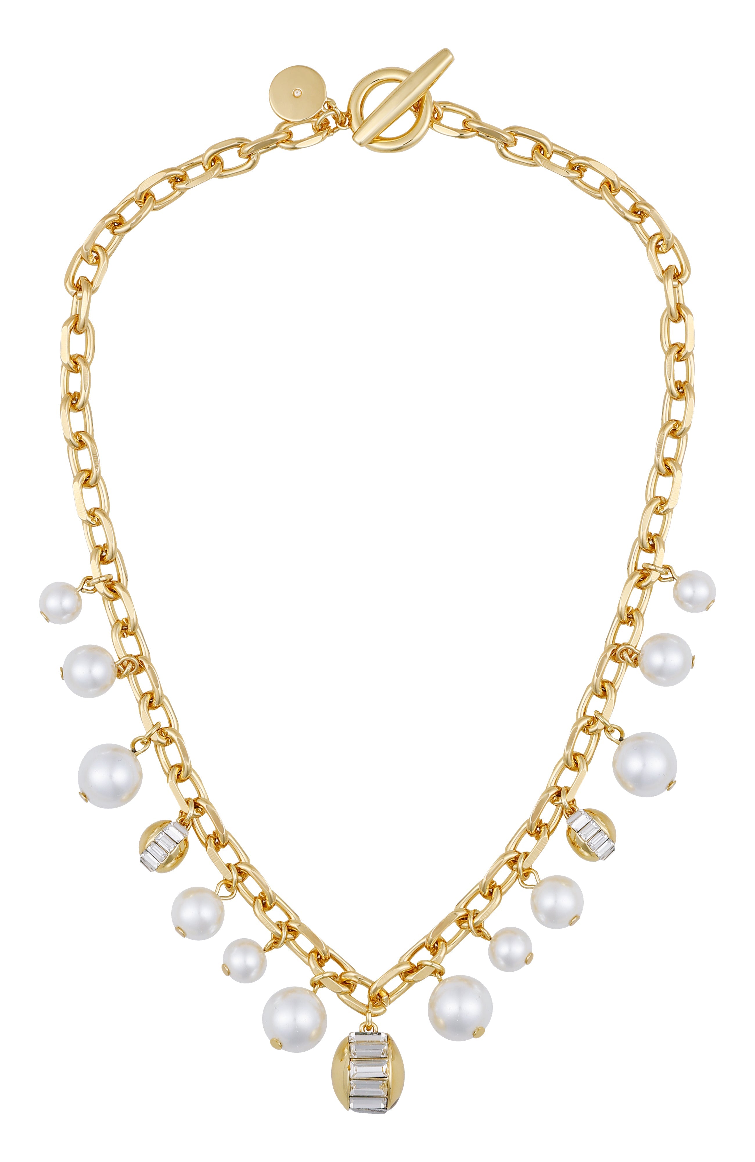 Pearl Chain Link Toggle Necklace - Gold Tone - Vince Camuto