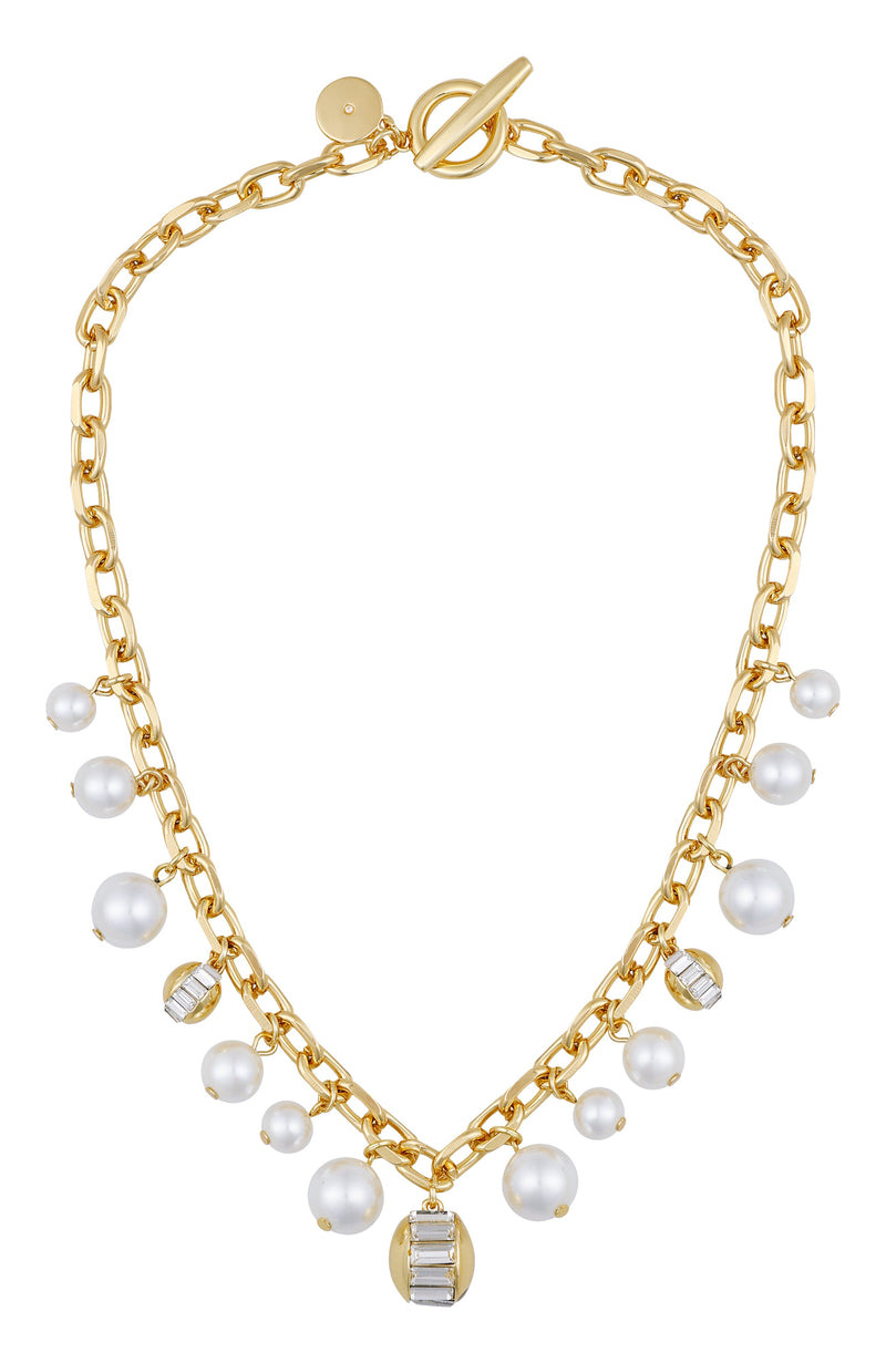 Pearl Chain Link Toggle Necklace - Gold Tone - Vince Camuto
