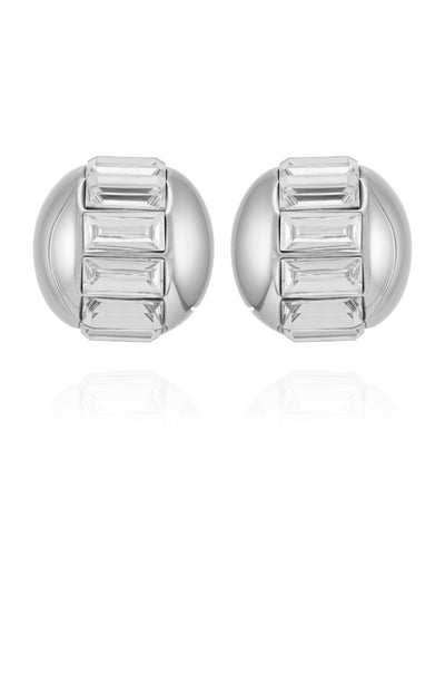 Baguette Crystal Stud Earrings - Silver Tone - Vince Camuto