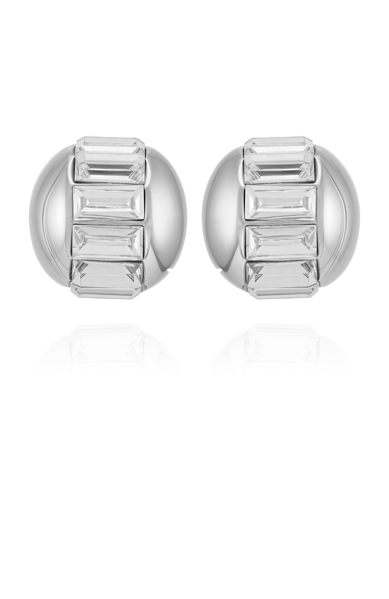 Baguette Crystal Stud Earrings - Silver Tone - Vince Camuto