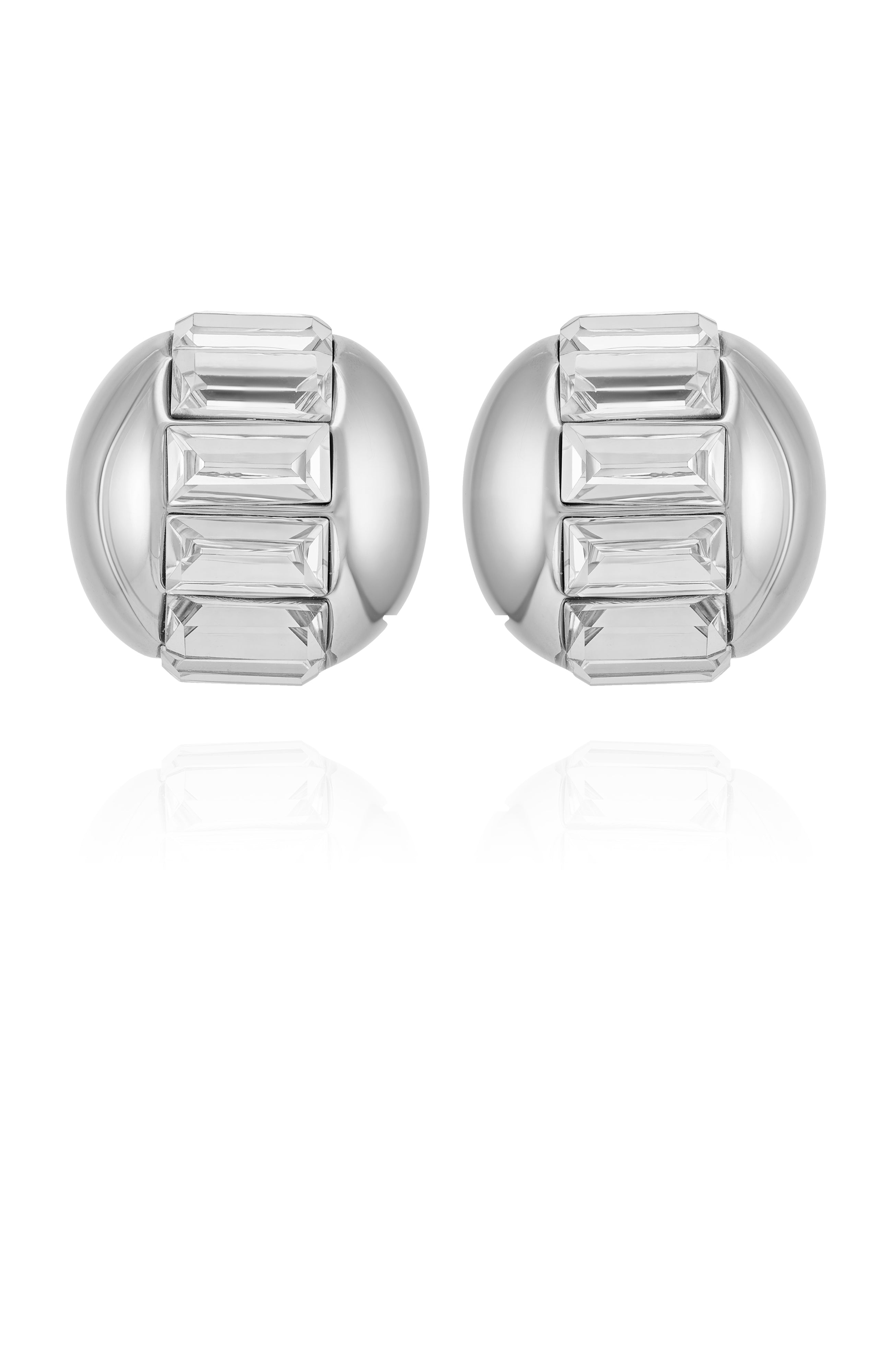 Baguette Crystal Stud Earrings - Silver Tone - Vince Camuto