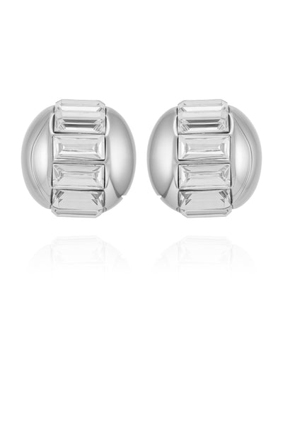 Baguette Crystal Stud Earrings - Silver Tone - Vince Camuto