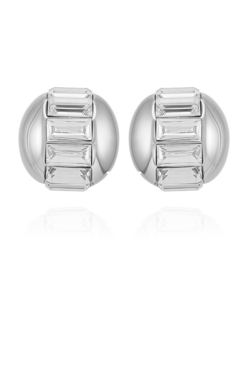 Baguette Crystal Stud Earrings - Silver Tone - Vince Camuto