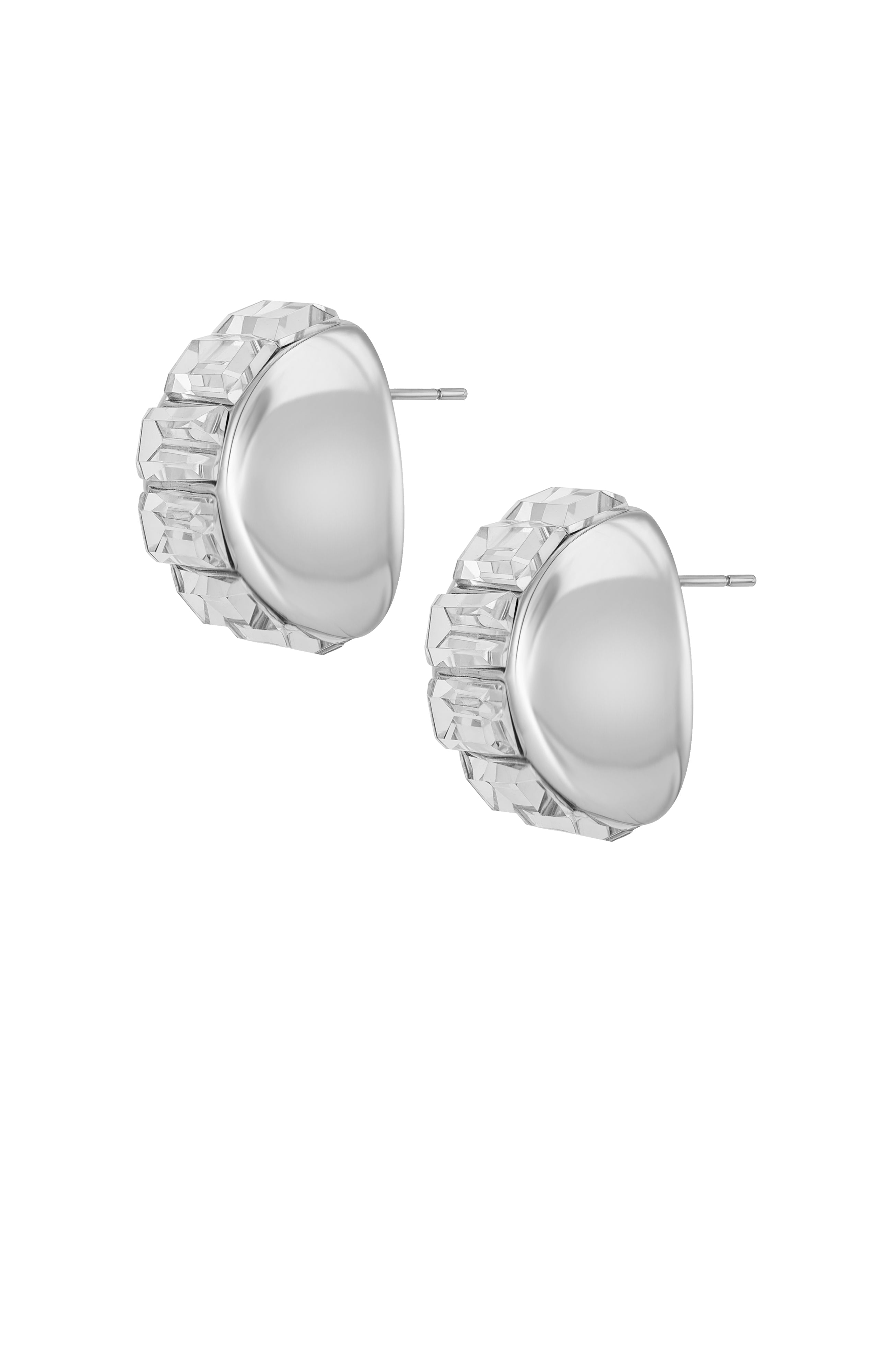 Baguette Crystal Stud Earrings - Silver Tone - Vince Camuto