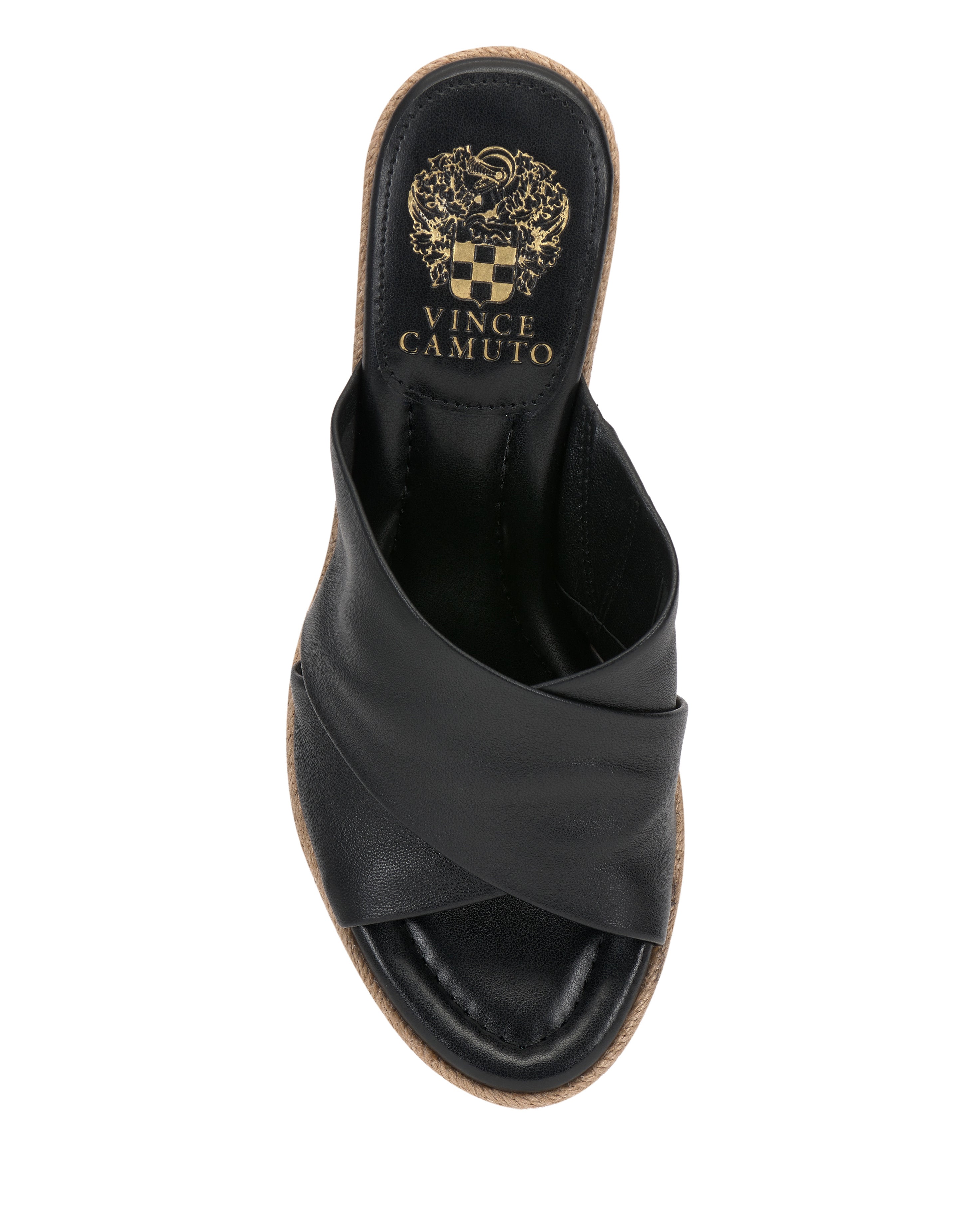 Vince Camuto Fisella Espadrille Wedge Sandal | Women's | Black Leather | Size 7.5 | Sandals
