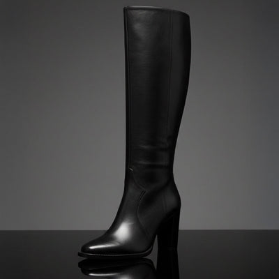 Lecheya Boot in Black under a darklight background